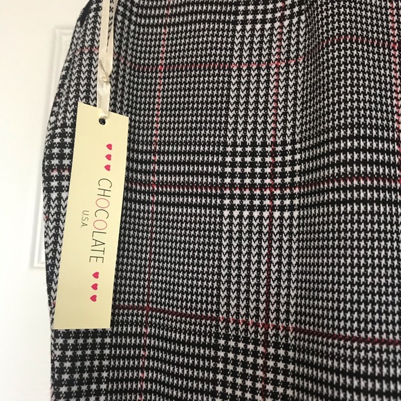 NWT Chocolate Faux Leather & Plaid Skirt Sz S or M - Picture 7 of 8